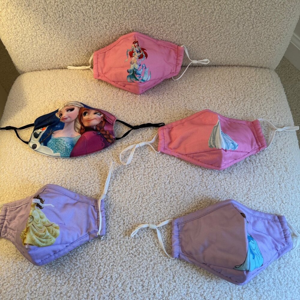 Set of 5 Kids Disney Princess Face Masks